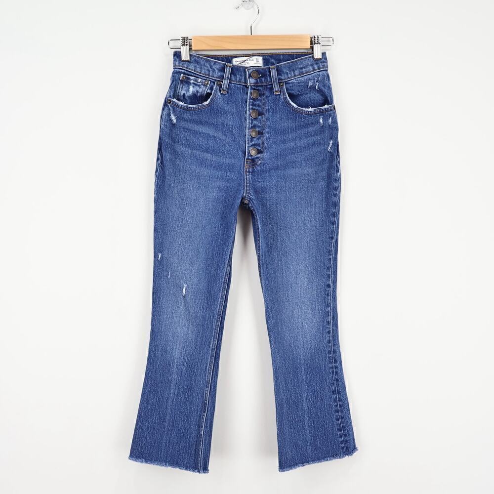 Abercrombie & Fitch The Kick Flare Ultra High Rise Button Fly Jean Size 24S